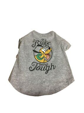 Disney Tails IT'S RUFF BEING TOUGH Pluto Gray Pet Graphic Tee Dog Size Small
